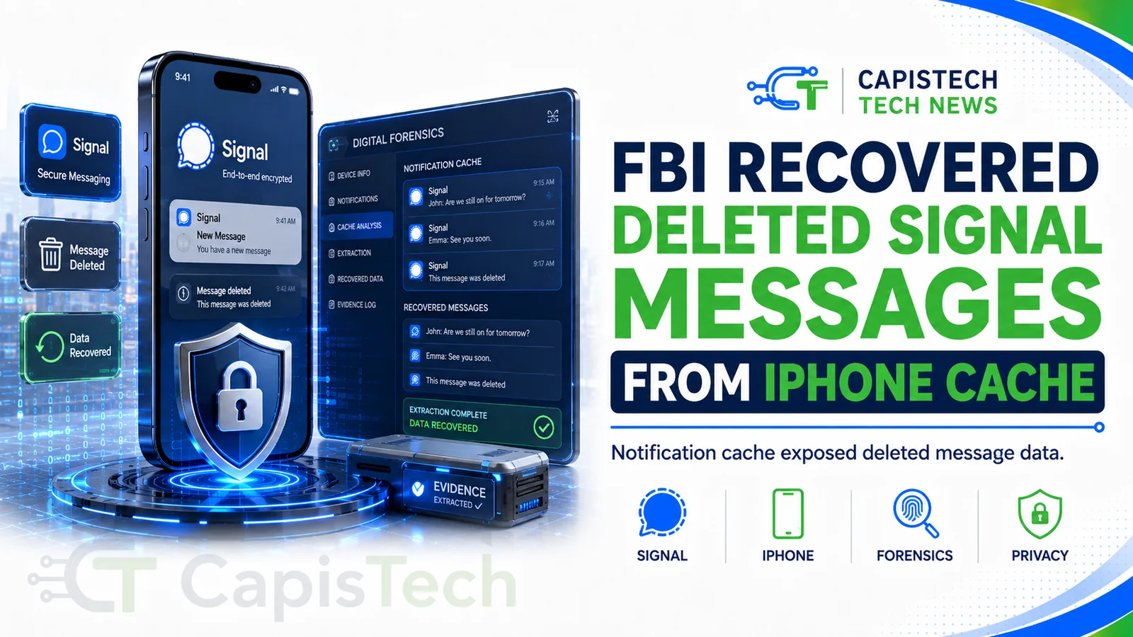 Editorial illustration for FBI Recovered Deleted Signal Messages From an iPhone Notification Cache