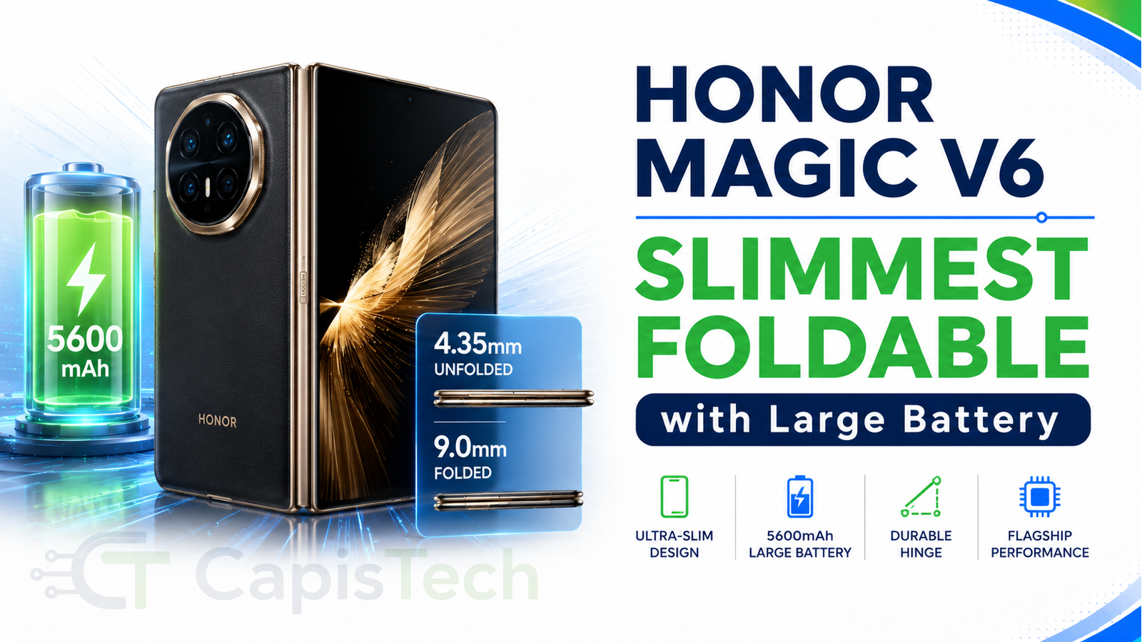 Honor Magic V6 Launches as Slimmest Book-Style Foldable with Large Battery