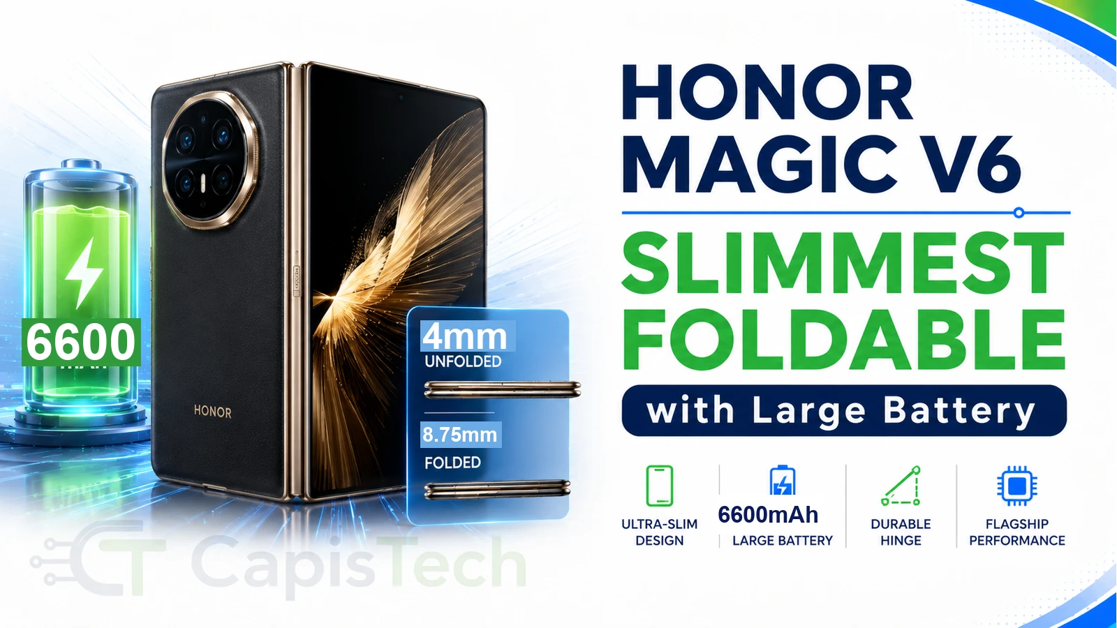 Honor Magic V6 Launches as Slimmest Book-Style Foldable with Large Battery