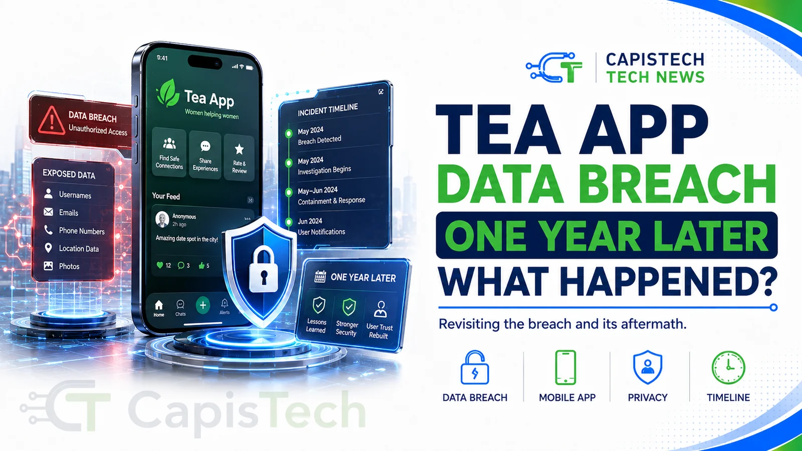 Editorial illustration for Tea App Data Breach, One Year Later: What Actually Happened